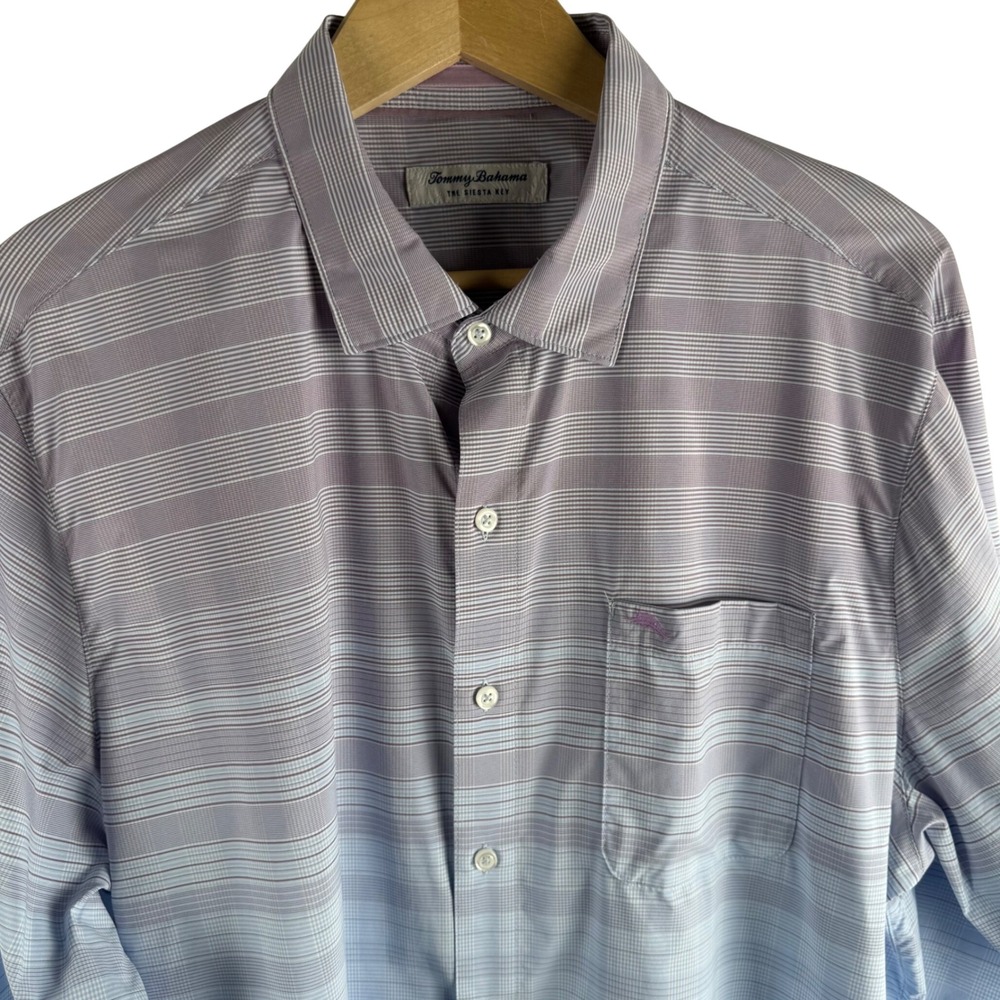 Tommy Bahama Siesta Key Long Sleeve Performance Shirt Men L‎ Ombre Stripe